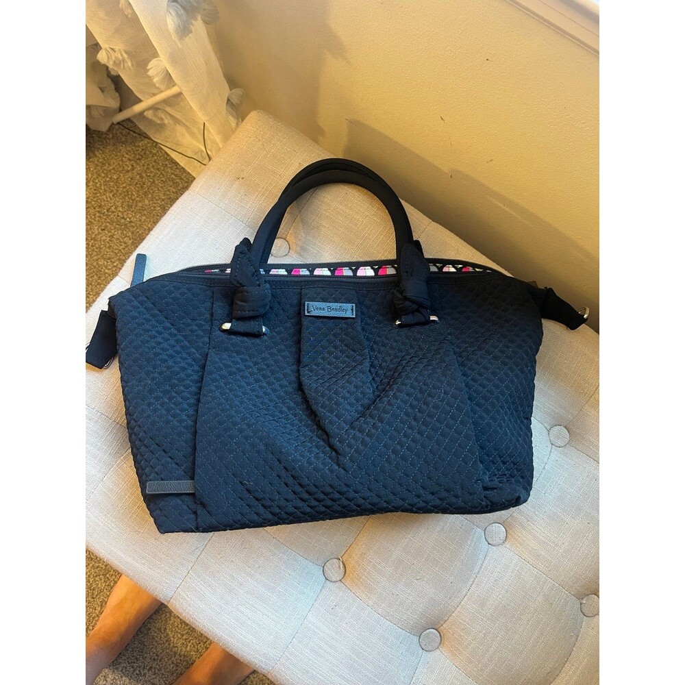 Vera Bradley Black Quilted Satchel Purse – Stylish Handbag